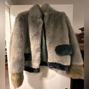 Gorgeous faux fur color block coat